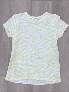 Goldie crewneck zebra print short sleeve T shirt white yellow XS